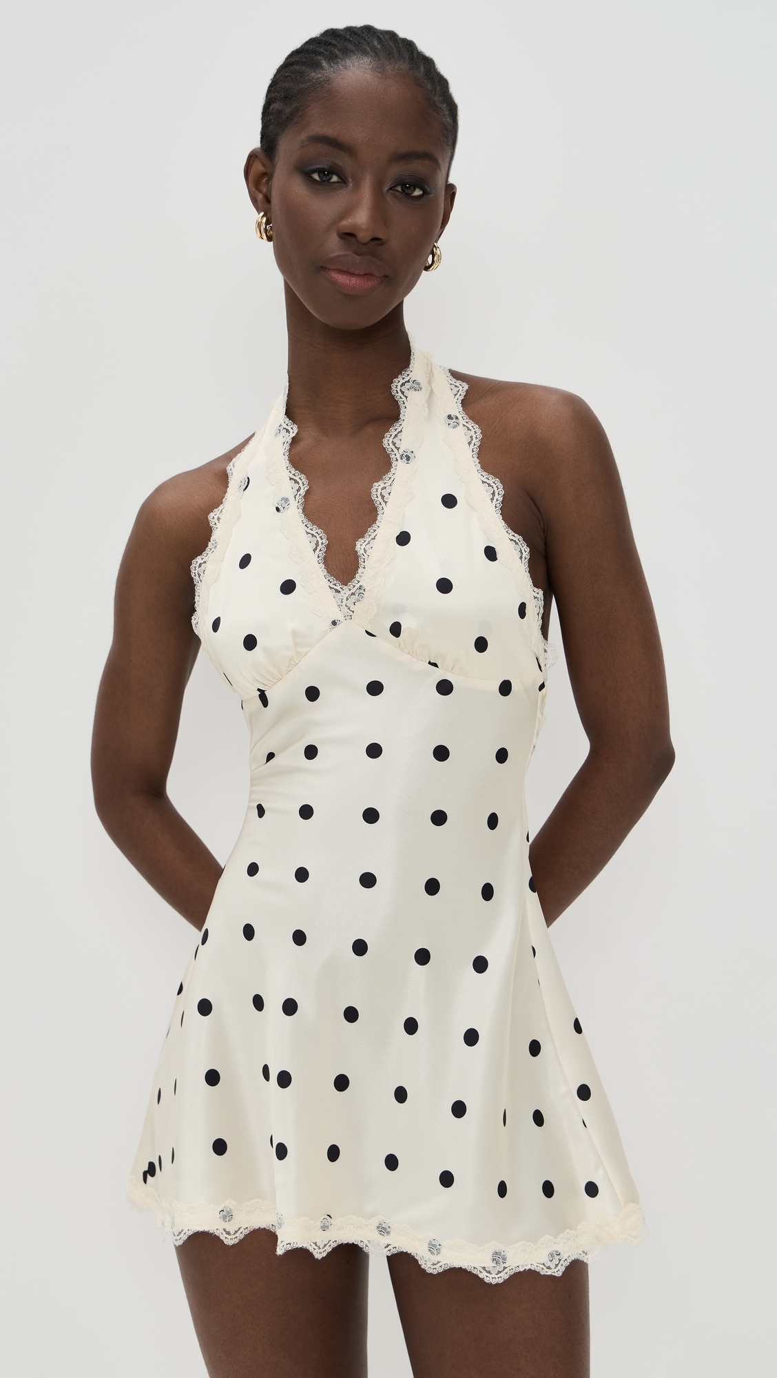 Lioness Stars Align Mini Dress Cream Polka 