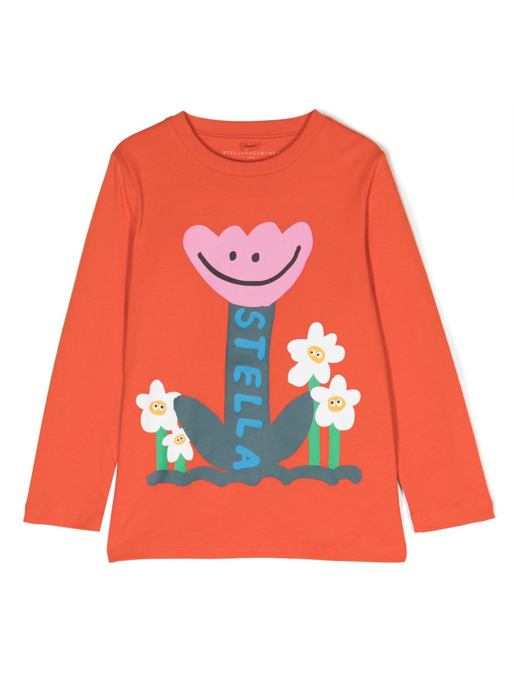 Smiley Tulip floral-print cotton T-shirt - Orange