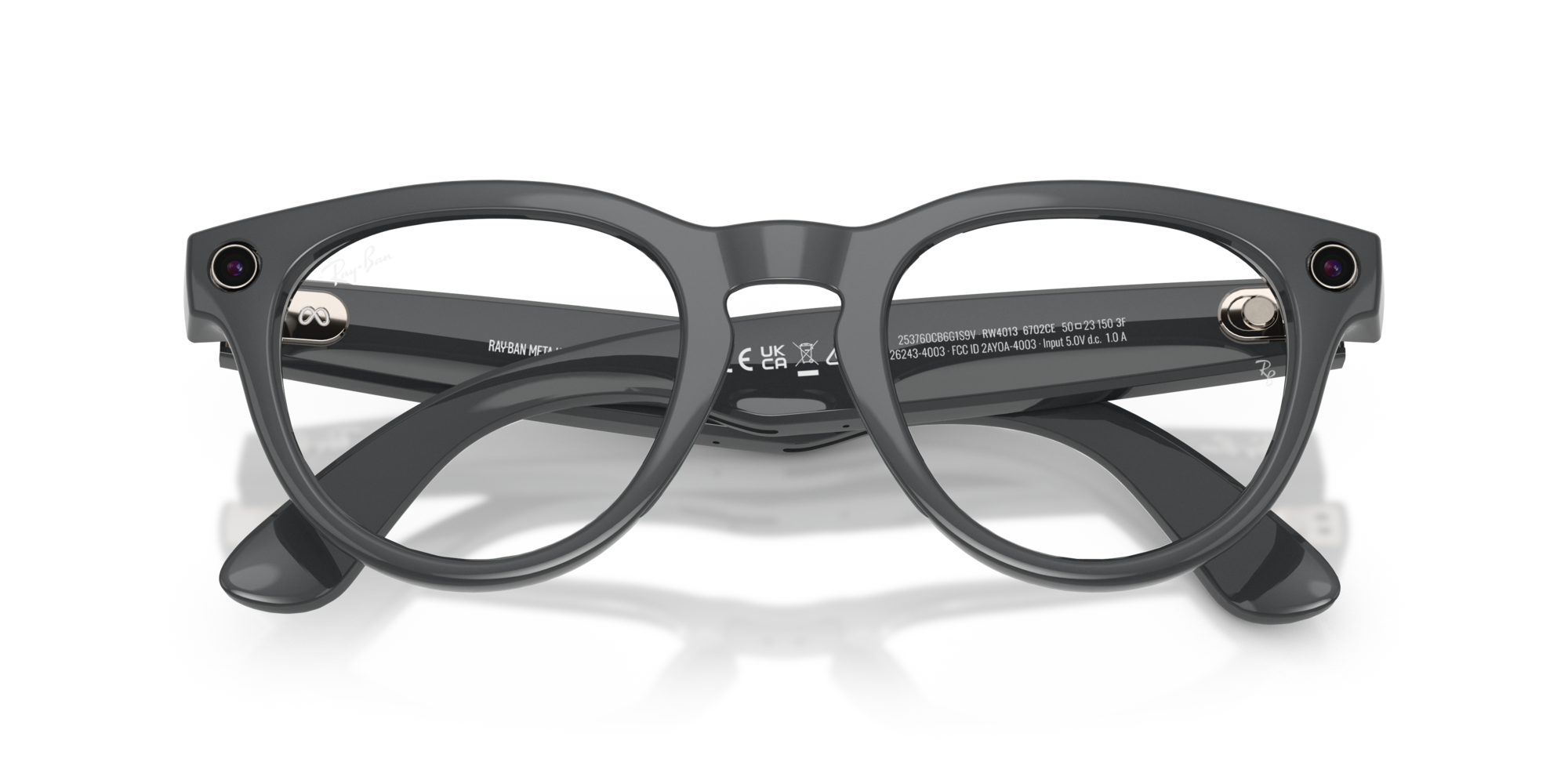 Ray - Ban Unisex Ray - Ban Meta RW4013 Headliner 6702CE - GEN 2 Sunglasses Injected Grey Transparent Pantos Transitions Photochromatic