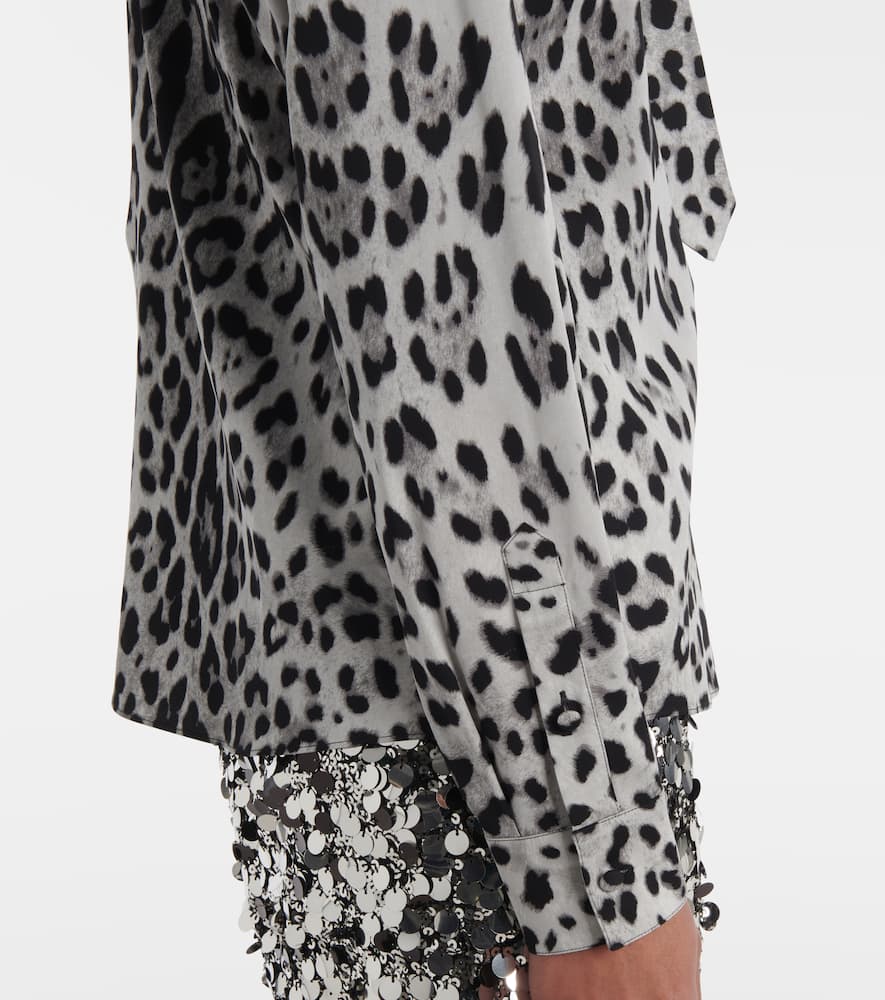 Leopard-print silk-blend shirt
