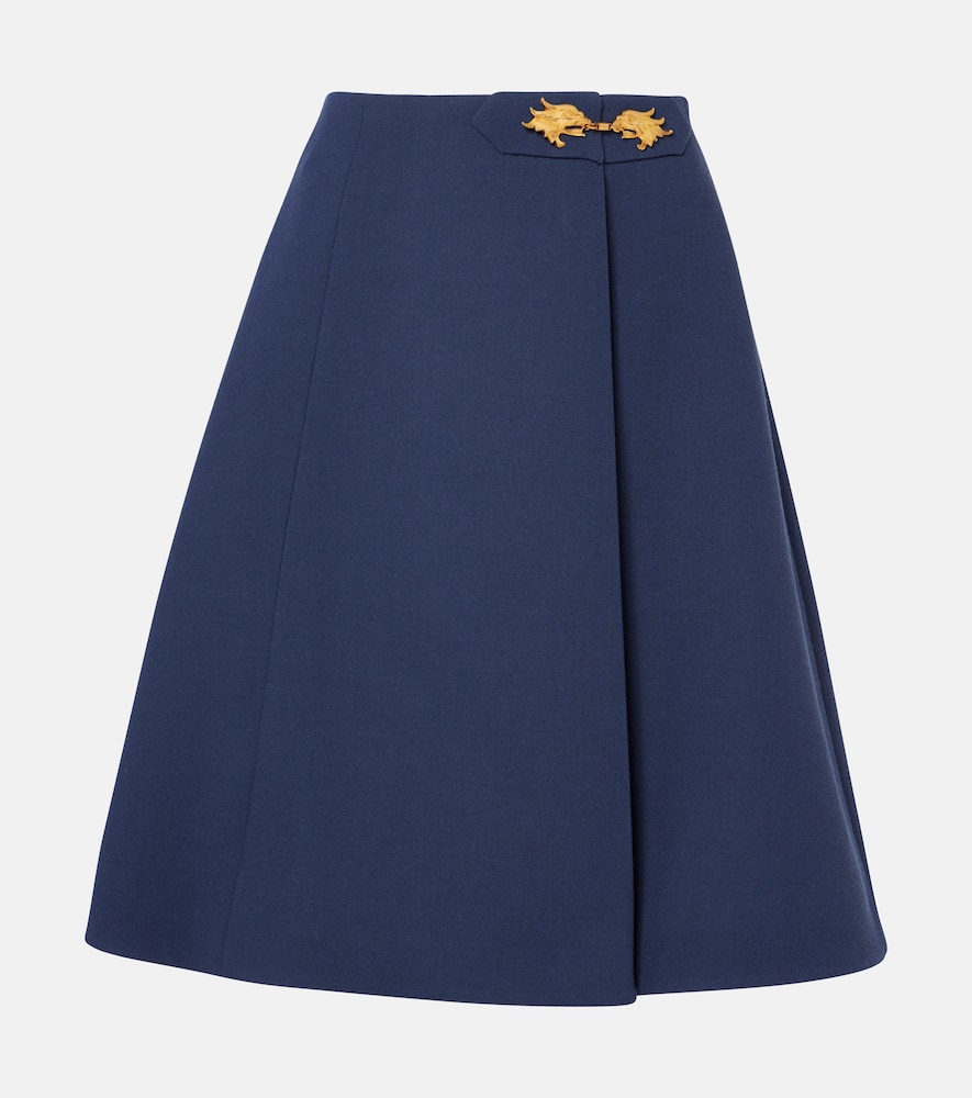 Virgin wool crêpe midi skirt