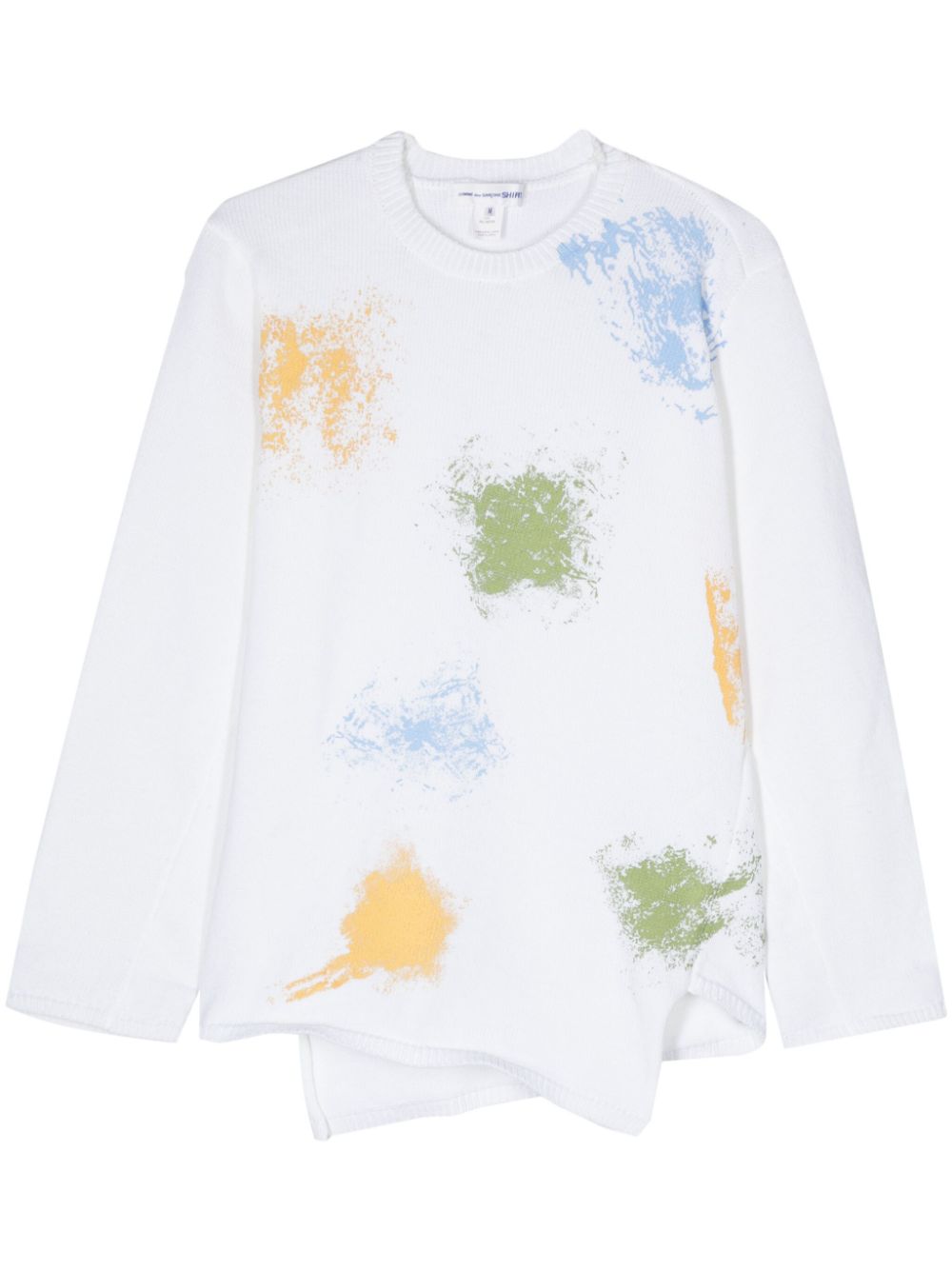 Spray-paint-effect asymmetric jumper - White