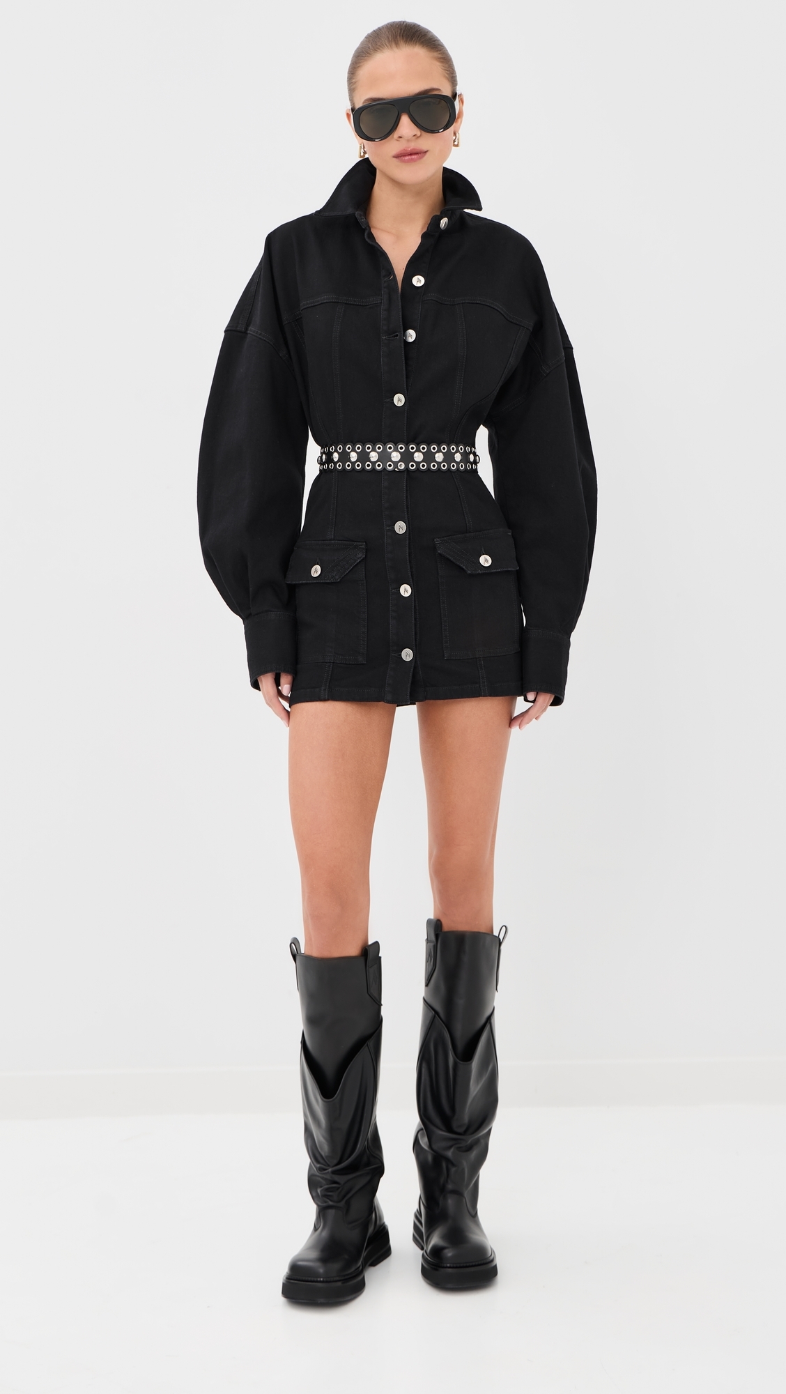 Mini Denim Dress Black