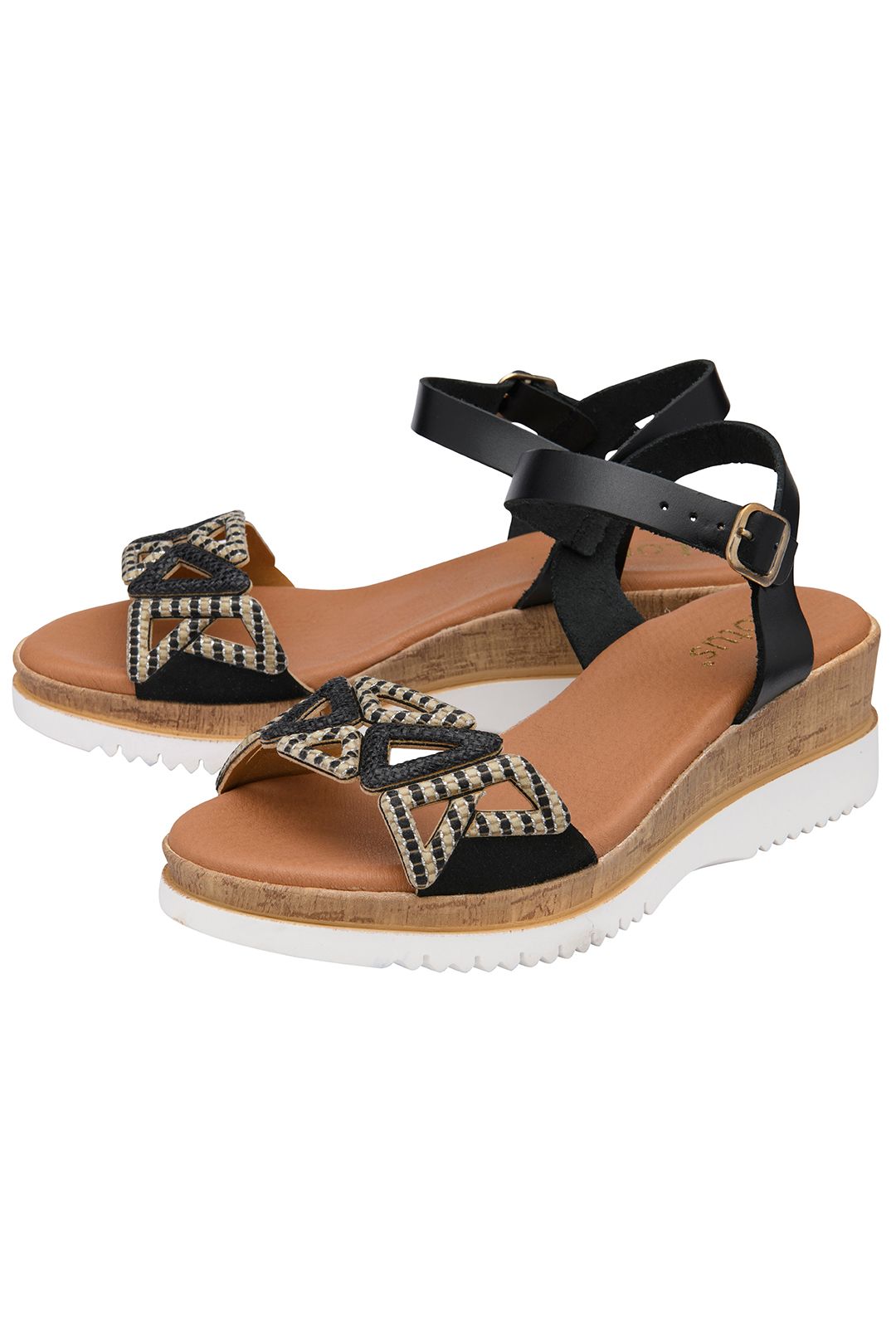 Lotus 'ariah' Leather Wedge Sandals In Black