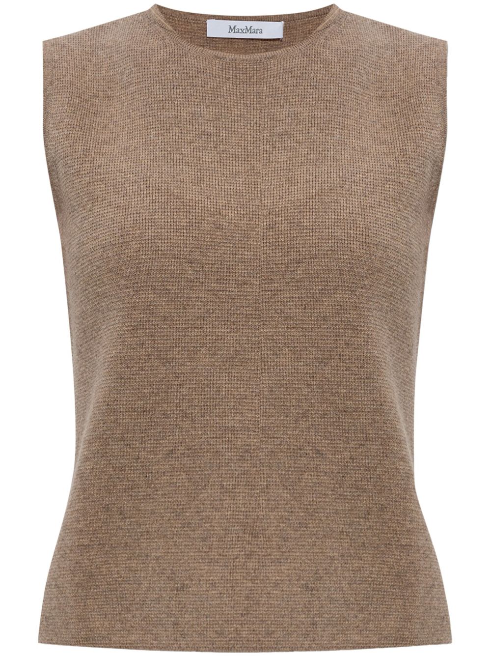 Sleeveless knitted top - Brown