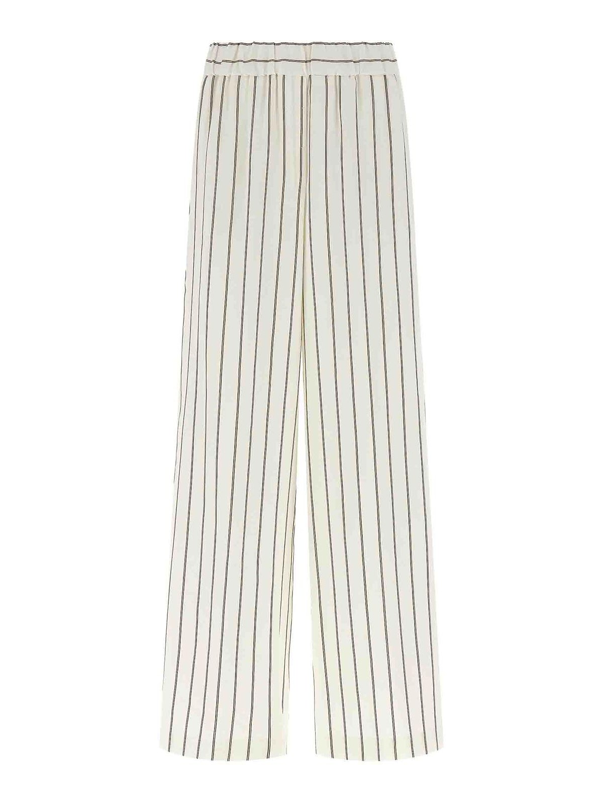 Pinstriped Twill Pants White