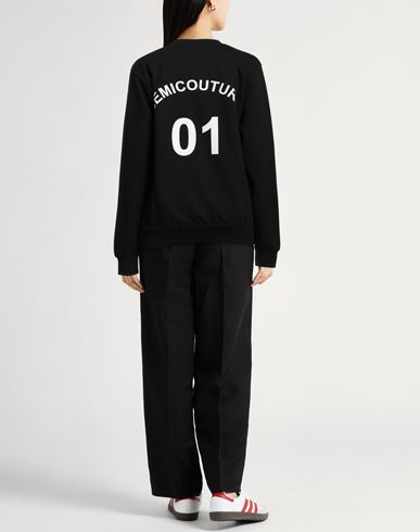Woman Sweatshirt Black Size M Cotton, Polyester