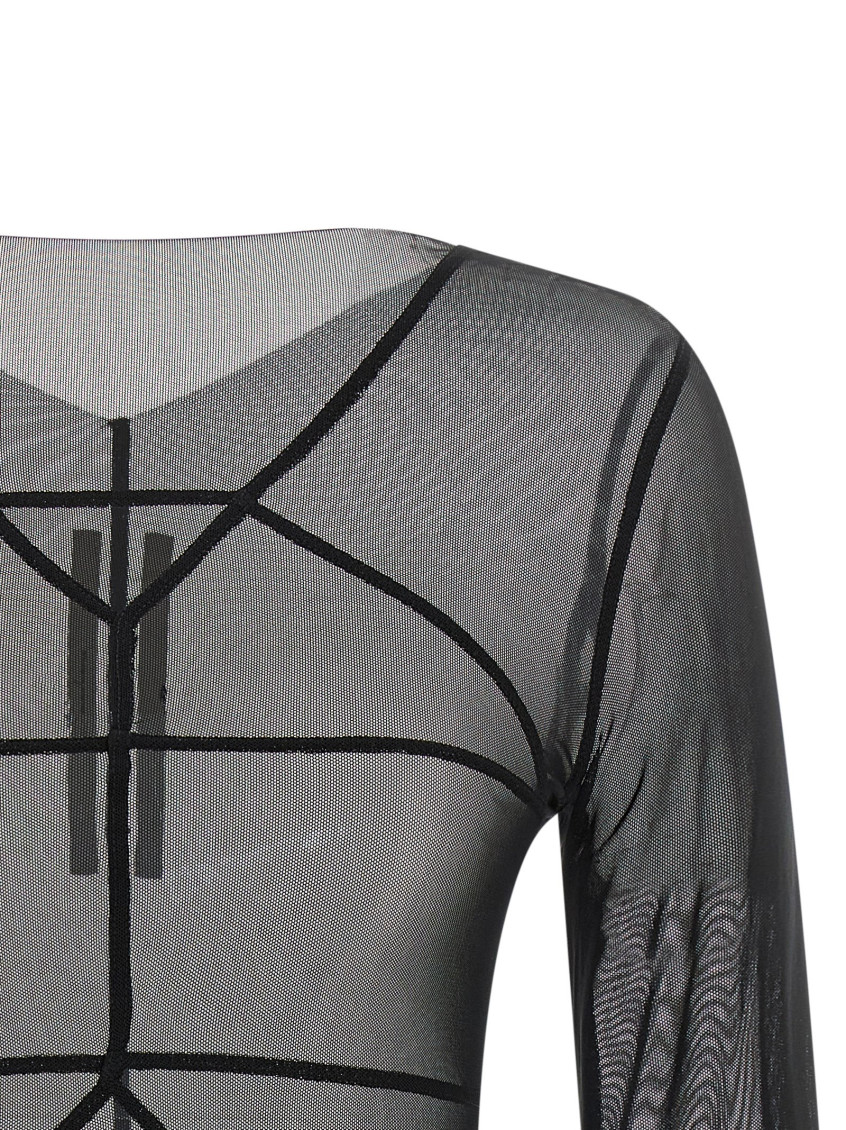 Rick Owens - temple long sleeve sheer geometric top