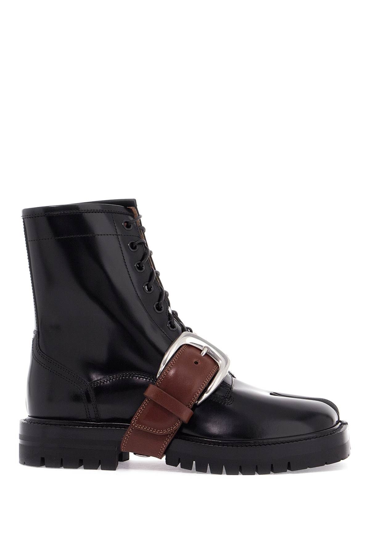 "brushed leather tabi boots