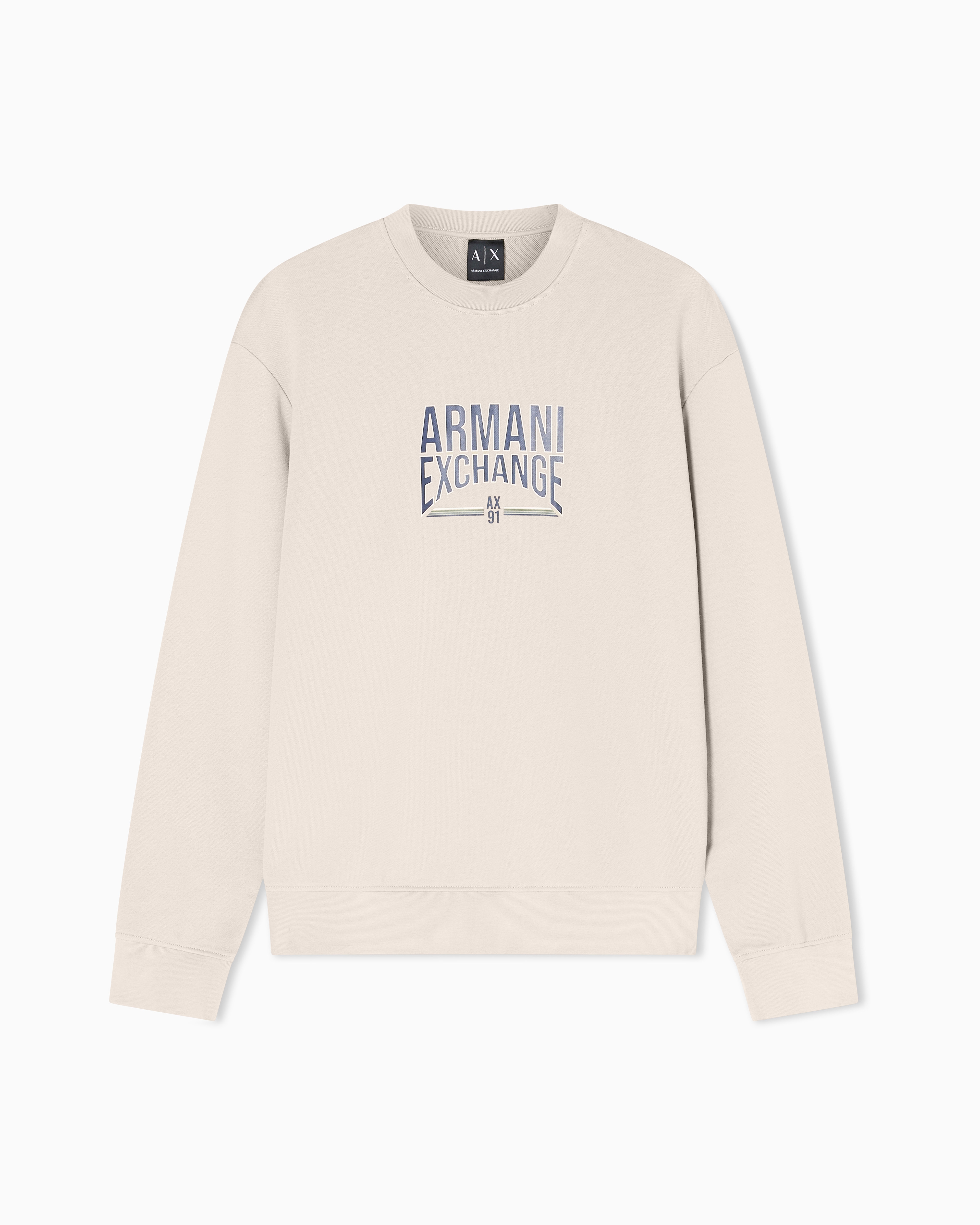 Diagonal Fleece Cotton Crewneck Sweatshirt