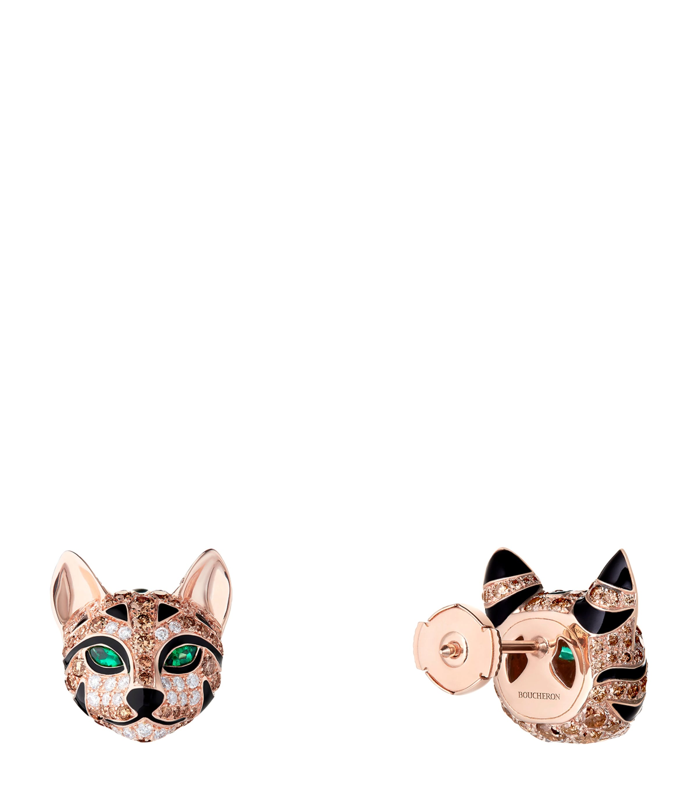 Rose Gold, Diamond and Emerald Animaux de Coll Earrings