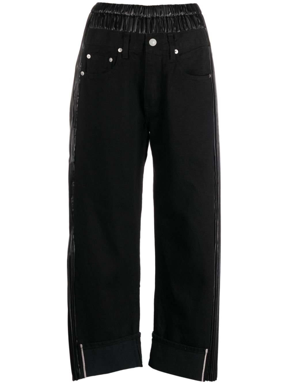 Logo-patch panelled-design cropped jeans - Black