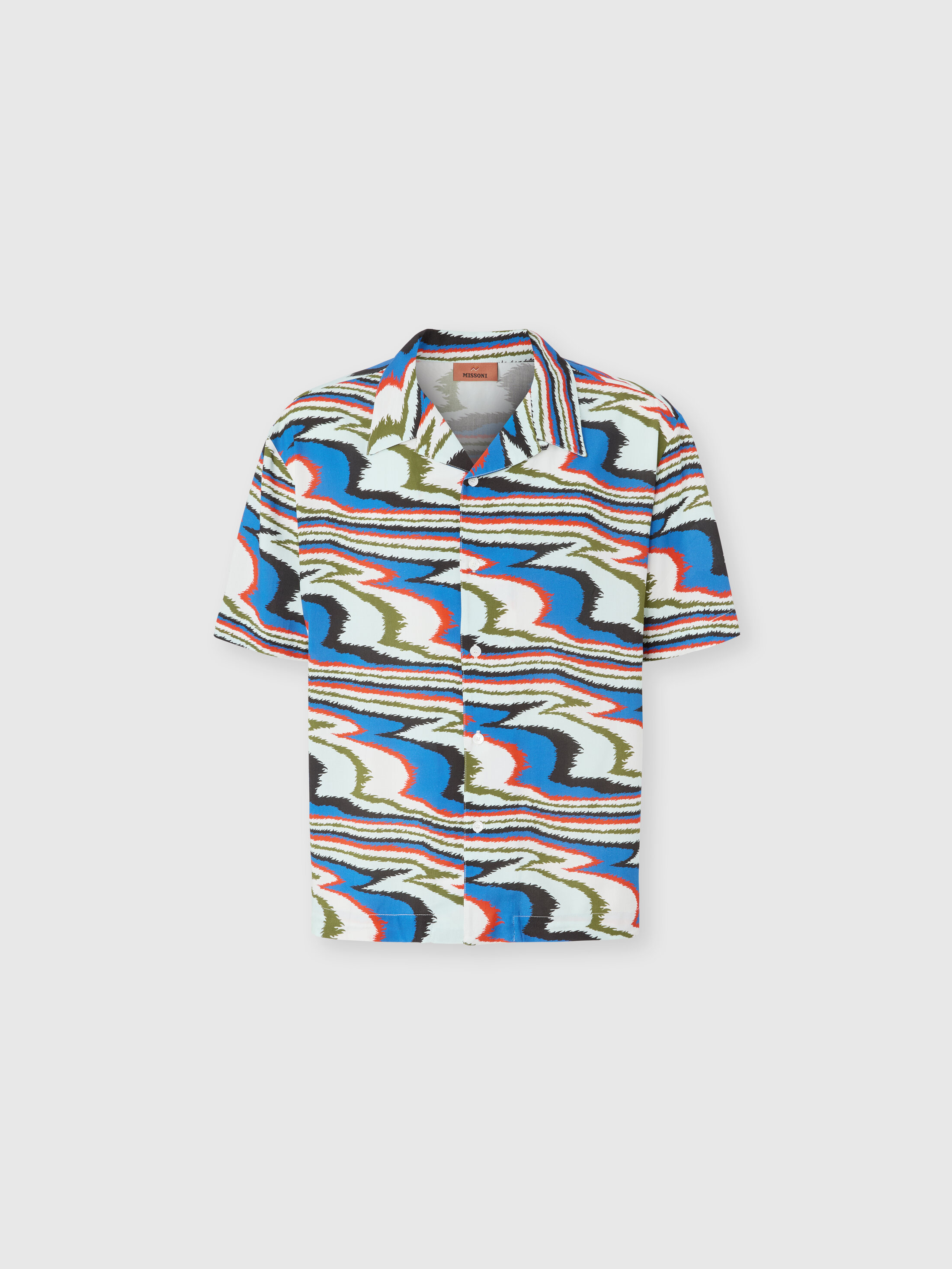 Missoni - Bowling shirt in viscose with flame print, Men, Multicoloured