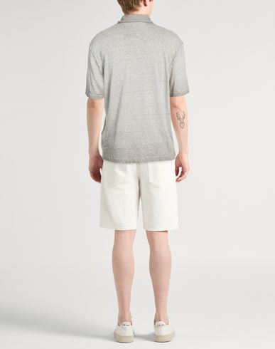 Man Polo shirt Grey Size 44 Linen, Elastane