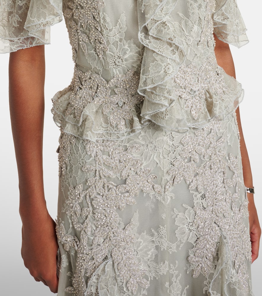 Rhodine embellished halterneck lace gown