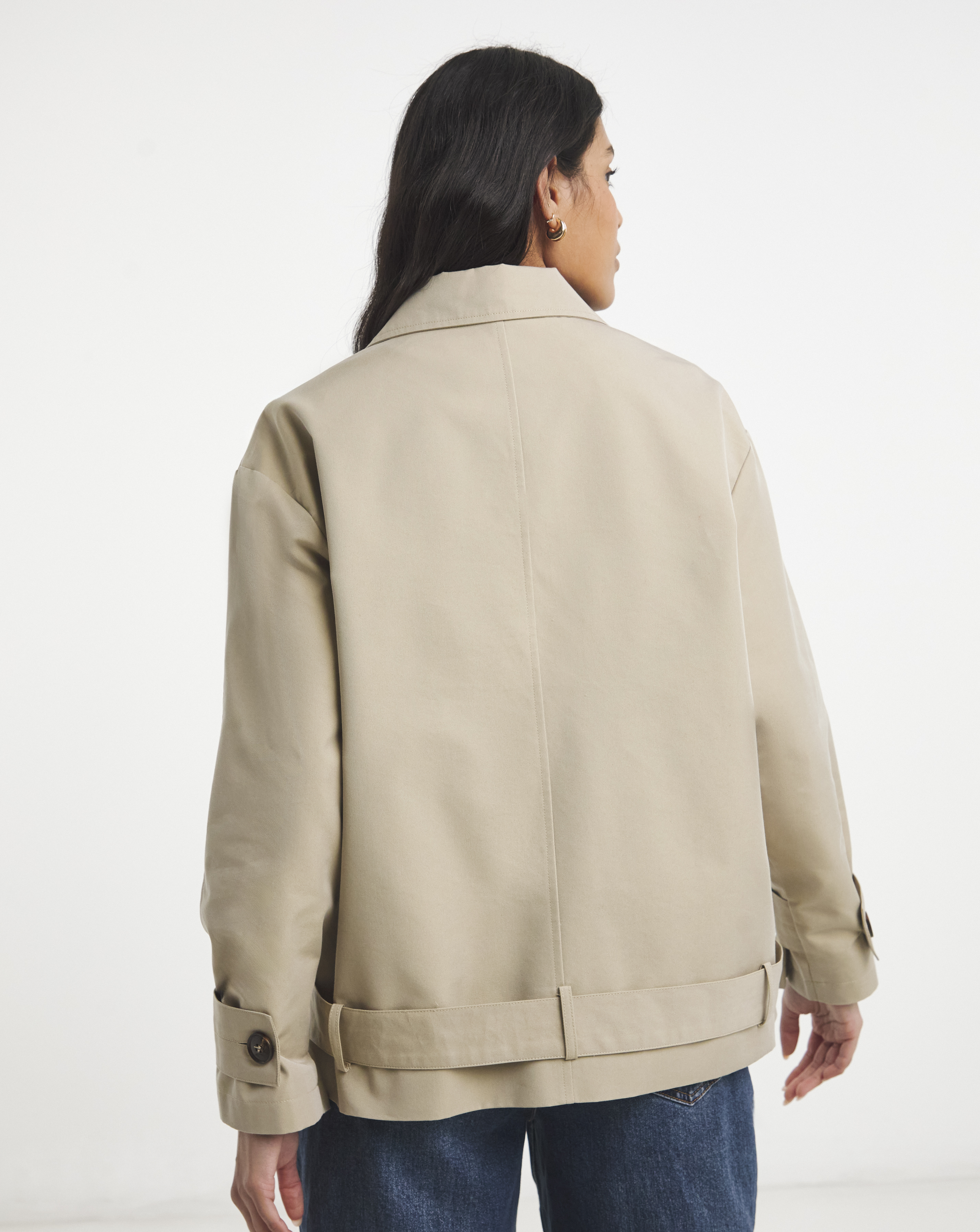 Simply Be Stone Blouson Sleeve Trench
