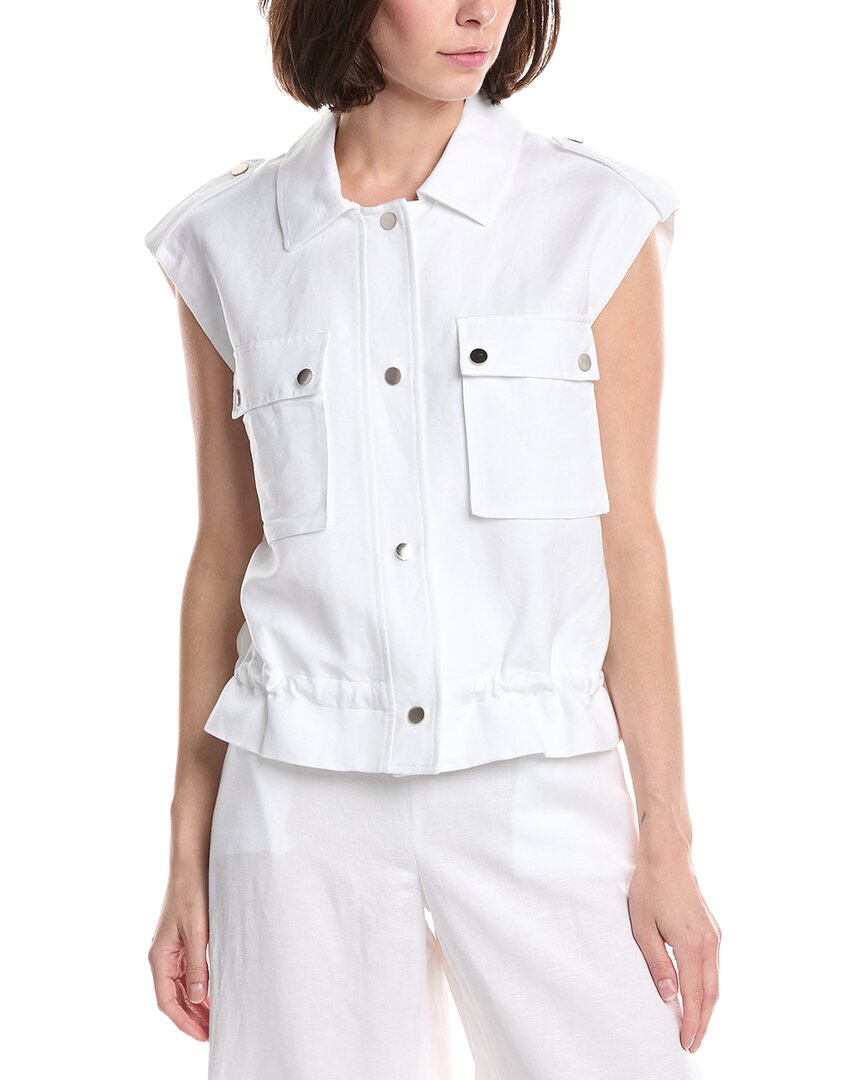 Drawcord Snap Front Linen-Blend Jacket