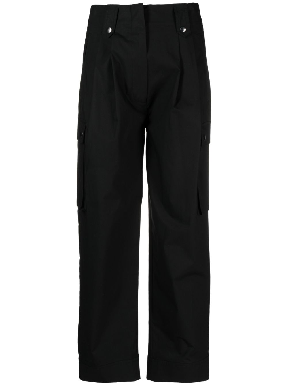 Cropped straight-leg trousers - Black