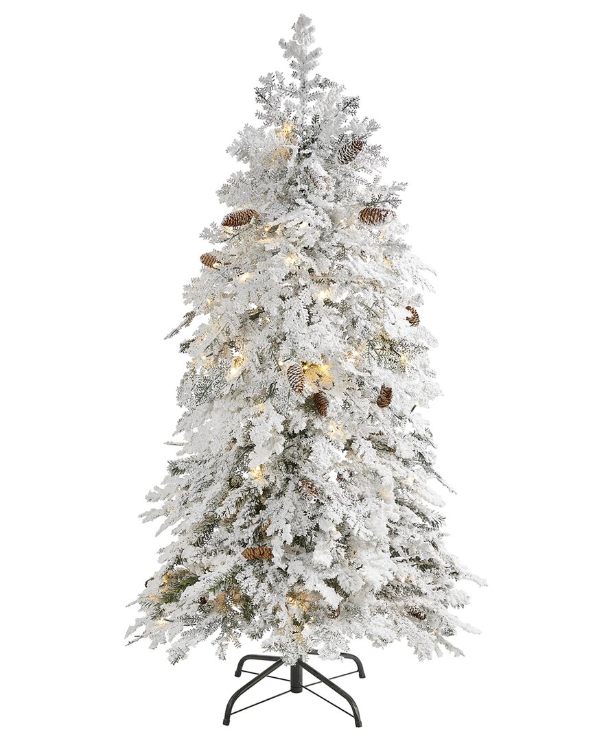 5Ft. Flocked Montana Down Swept Spruce Artificial Christmas  Tree
