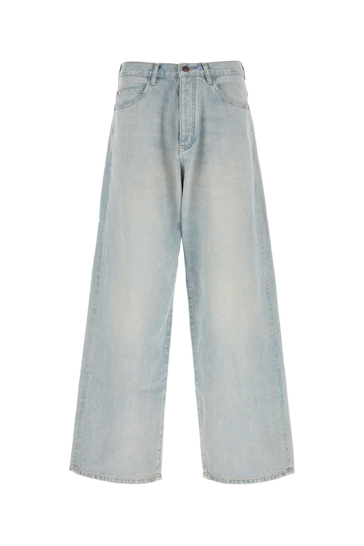 Wide-Leg Cotton Jeans — Blue