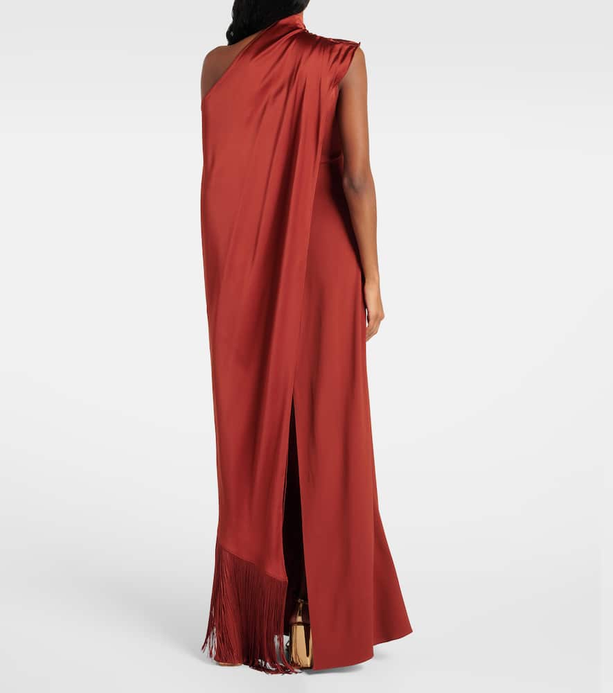 Berenson fringed one-shoulder gown