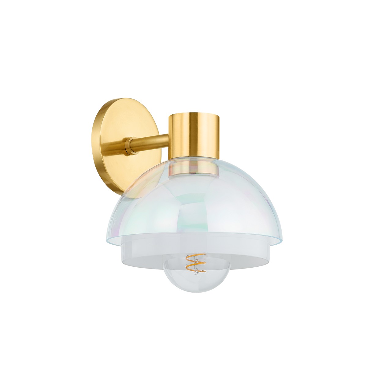 Aged Brass One Light Wall Sconce from the Modena Collection