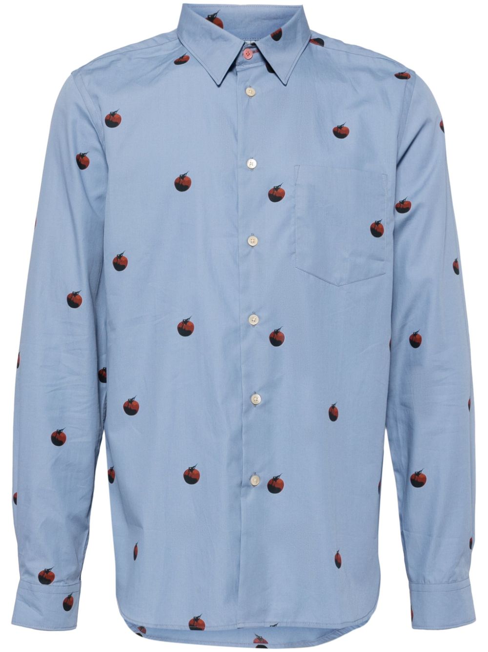 Tomato-print poplin shirt - Blue