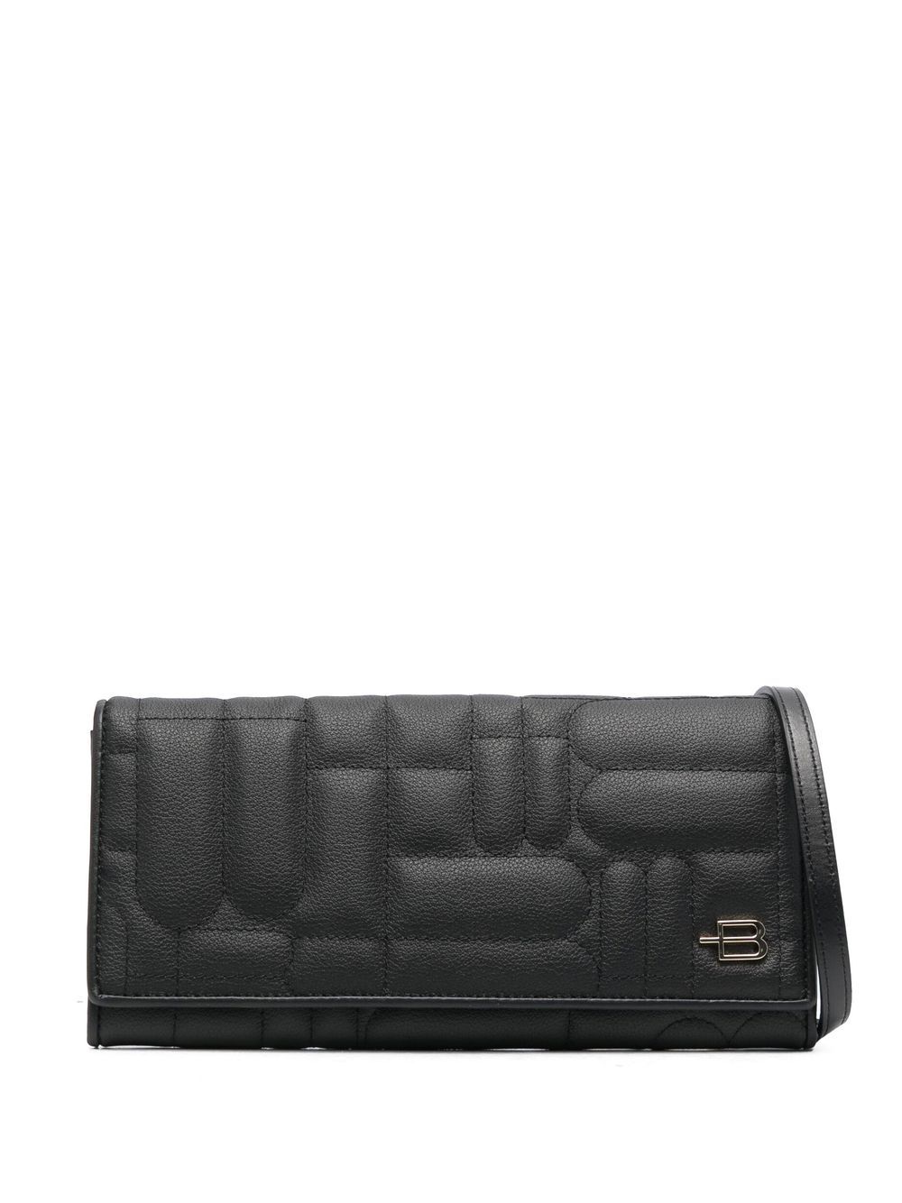 Quilted shoulder-strap wallet - Black