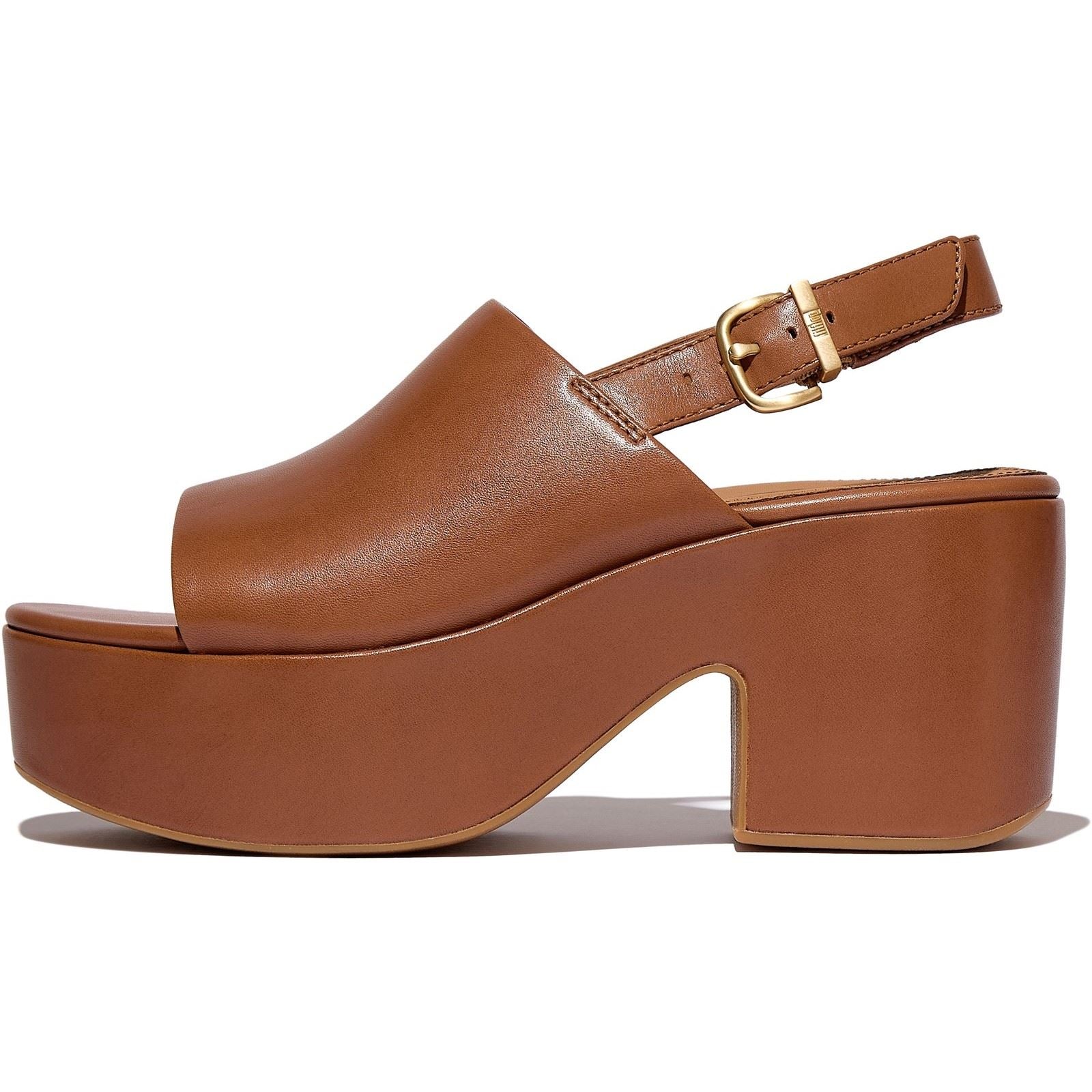 Fitflop Platfforms Heeled Backstrap Leather Women's Deep Tan Sanda