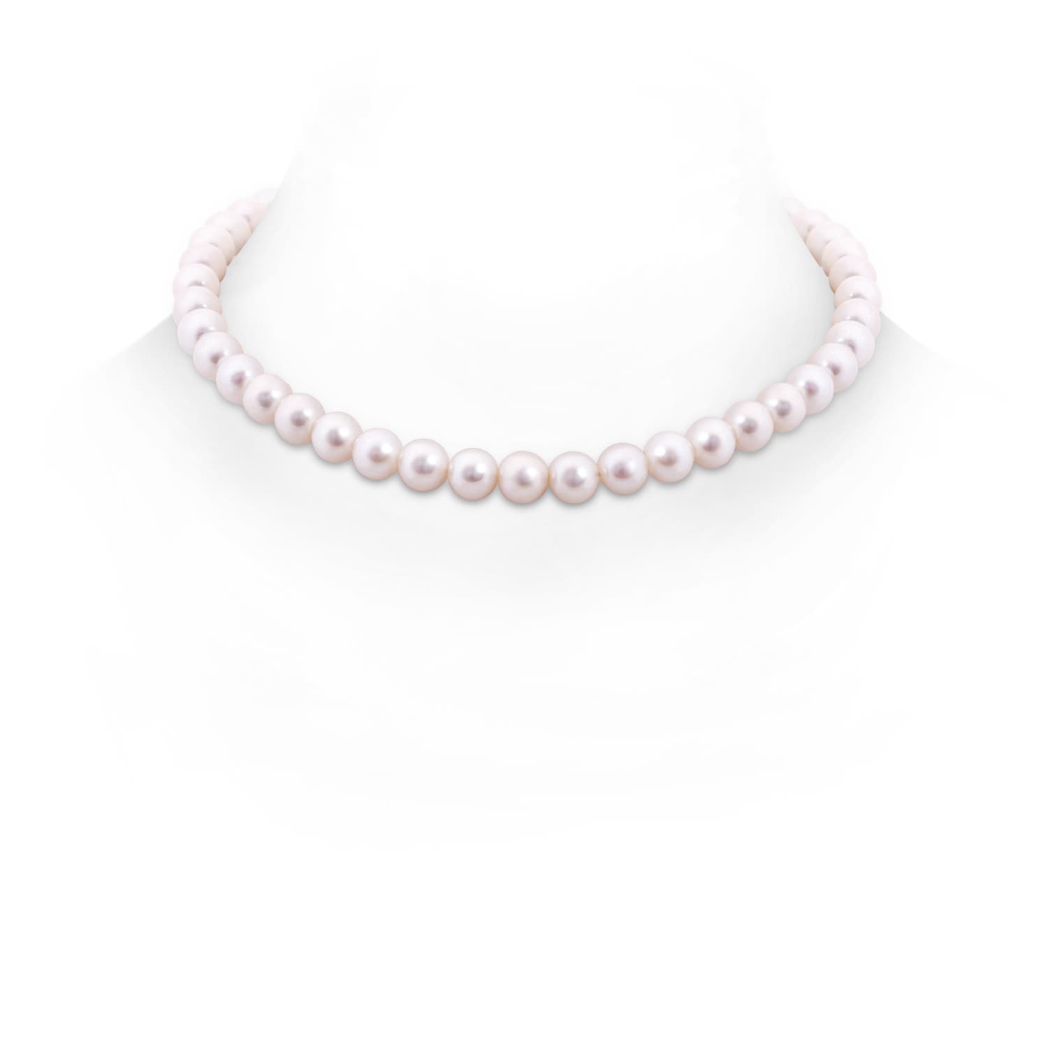 "Angara 8-8.5mm 16"" Freshwater Pearl Single Strand Choker Necklace in 14K White Gold"