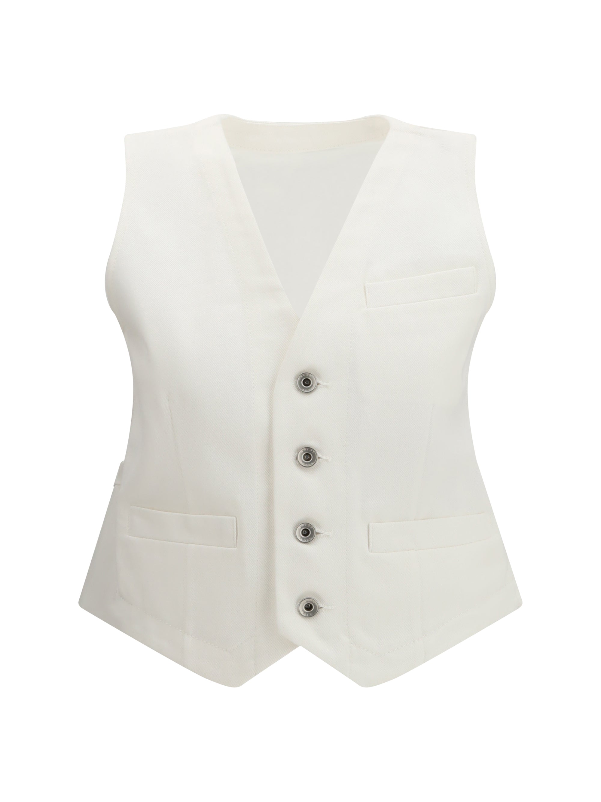 Cotton Denim Vest — White