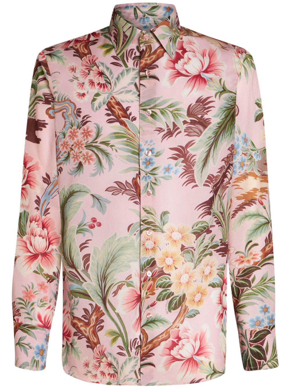 Floral-print cotton shirt - Neutrals