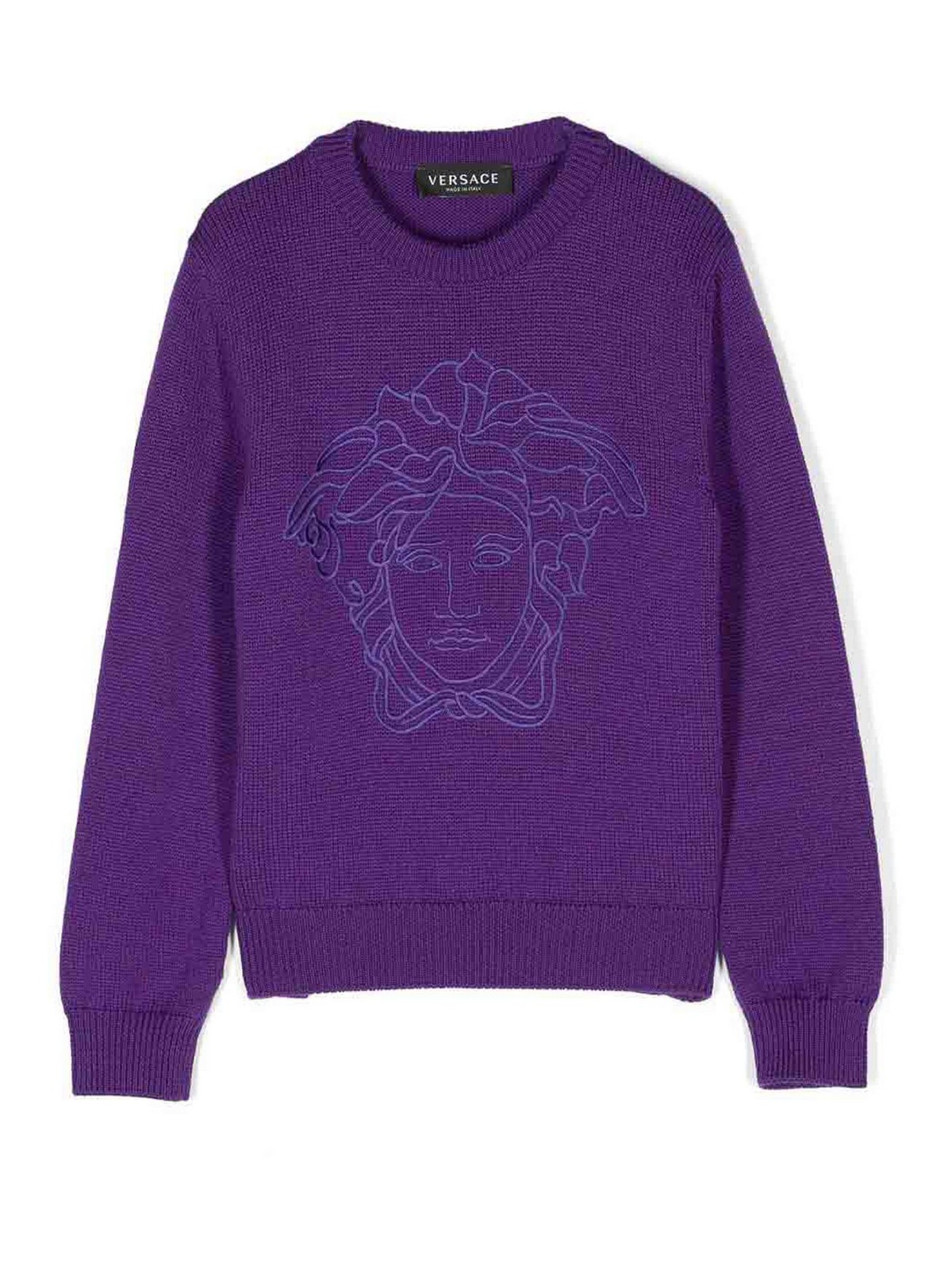 Purple virgin wool boy versace jumper