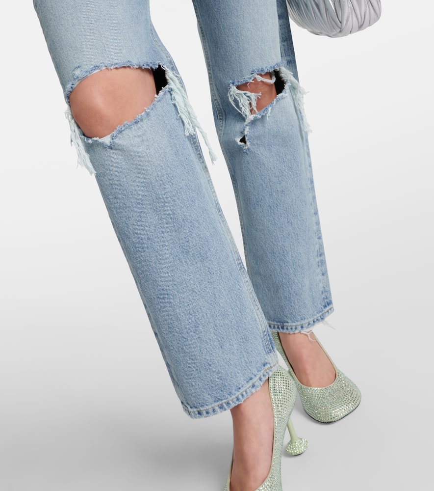 90s distressed mid-rise straight jeans