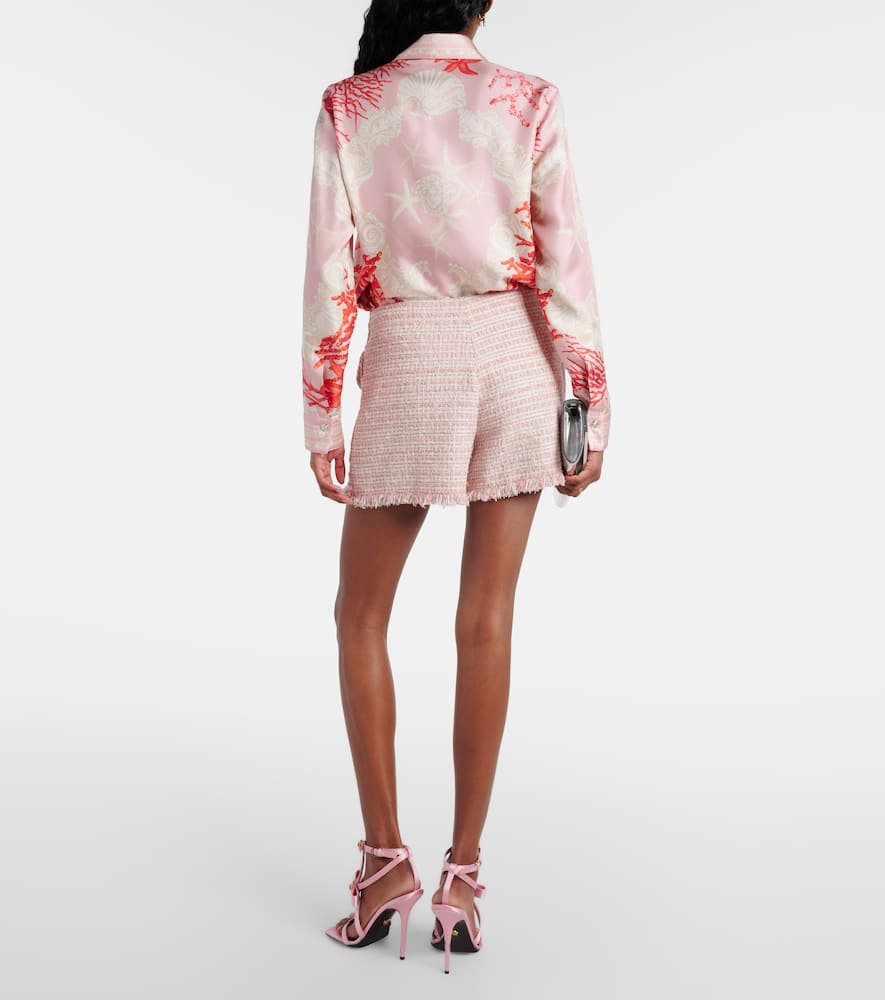 Fringed tweed shorts