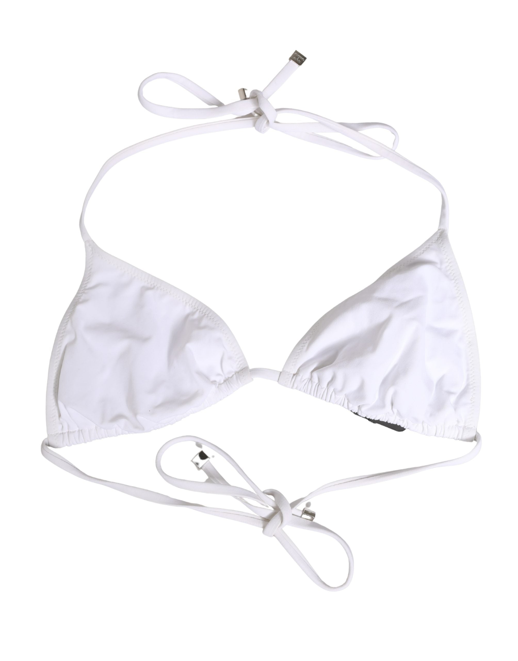 Triangle Nylon Bikini Top — White