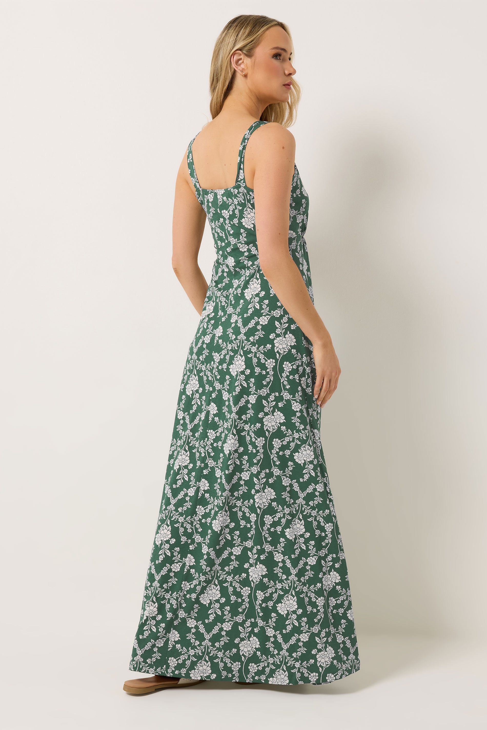 Long Tall Sally Tall Floral Maxi Dress In Dark Green