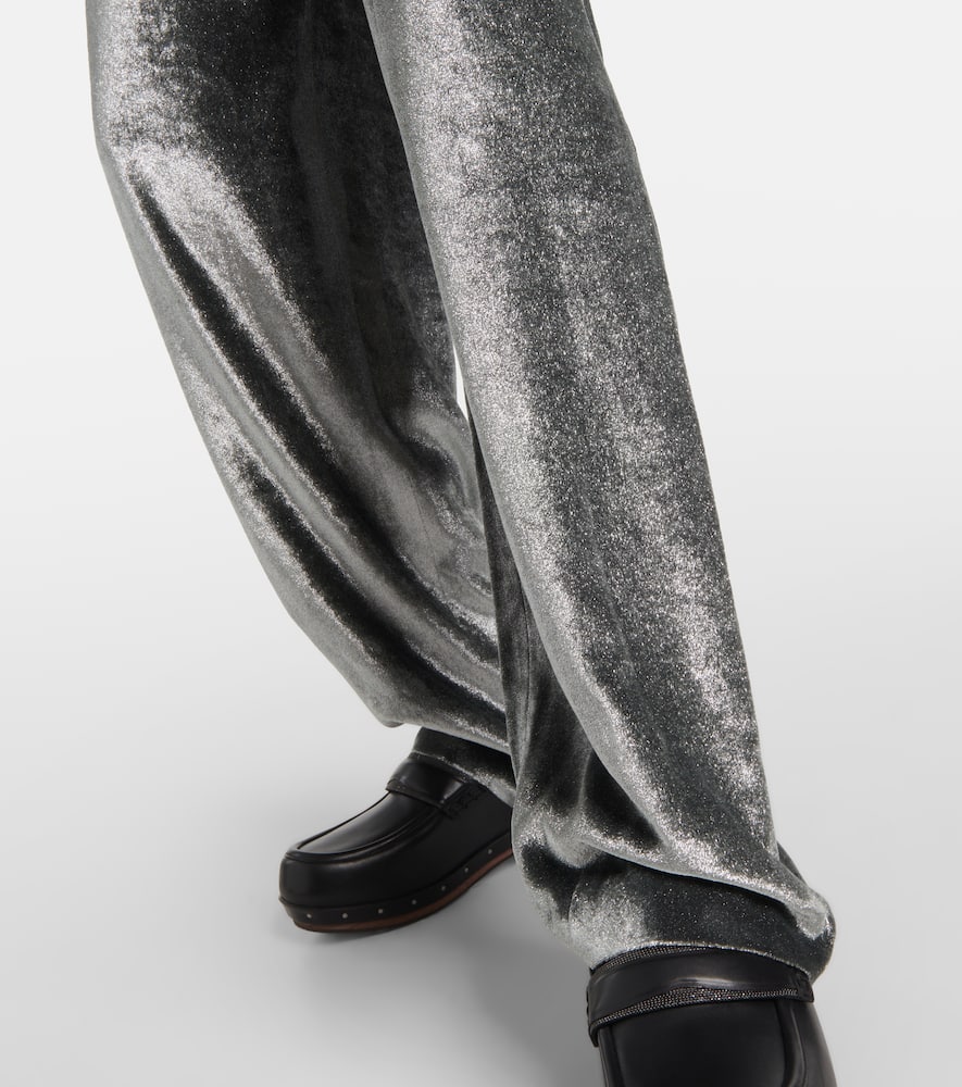 Velvet wide-leg pants