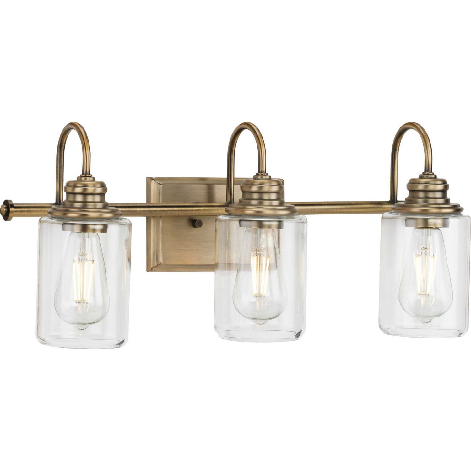 Vintage Brass Three Light Bath Bracket from the Aiken Collection