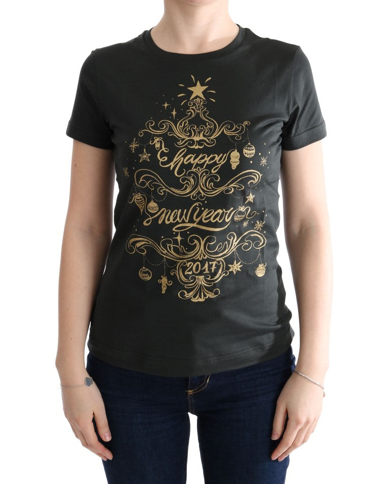 Gold Ornamental Print T-Shirt — Black