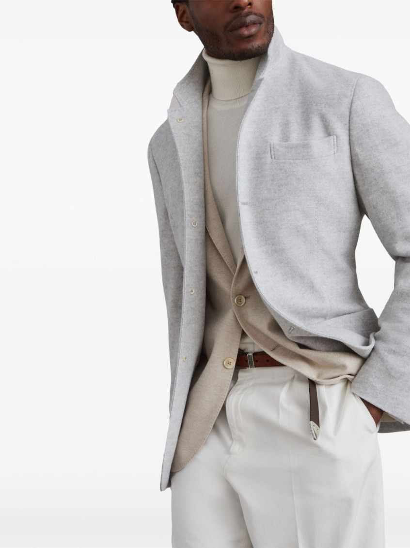 Cashmere single-breasted coat - Grey