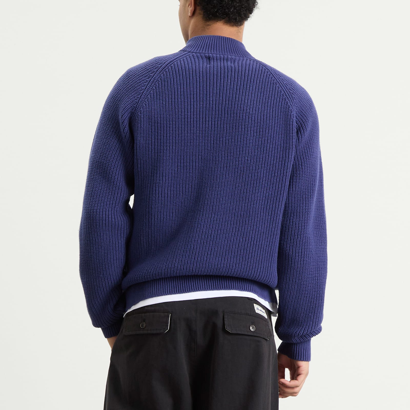 Men's Shout Zip Knit Sweater in Dark Blue