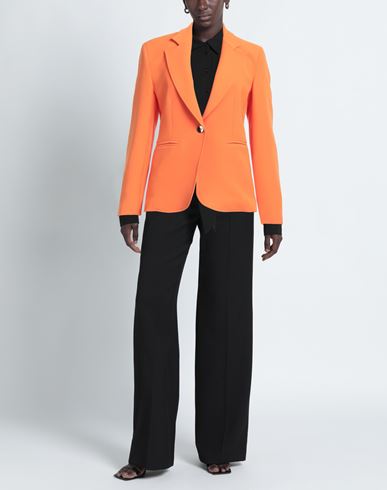 Woman Blazer Orange Size 2 Polyester, Elastane
