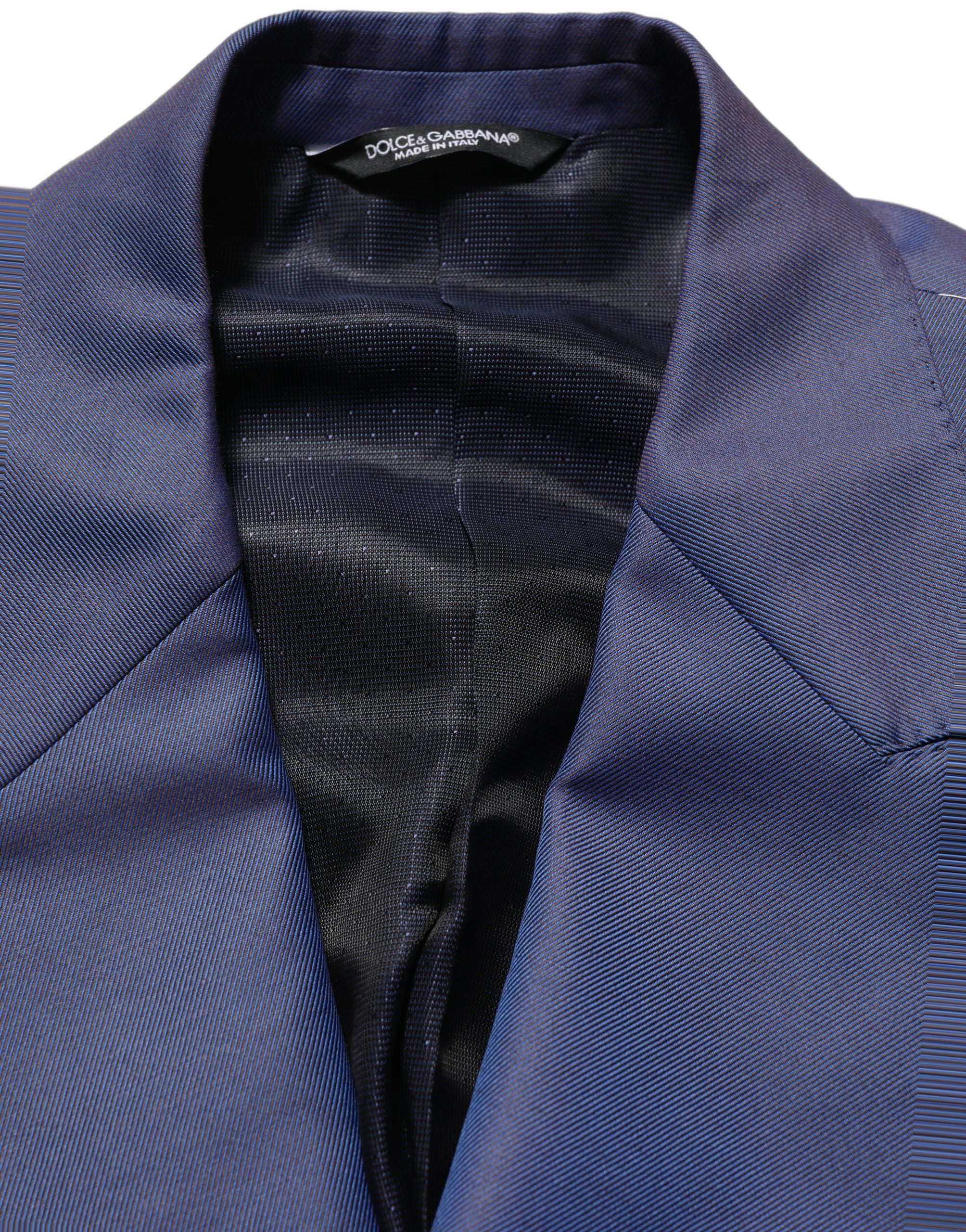 Virgin Wool Double-Breasted Blazer — Blue