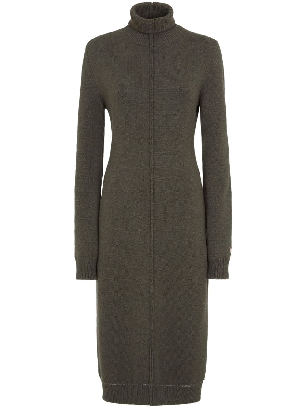 Roll neck long-sleeve dress - Green