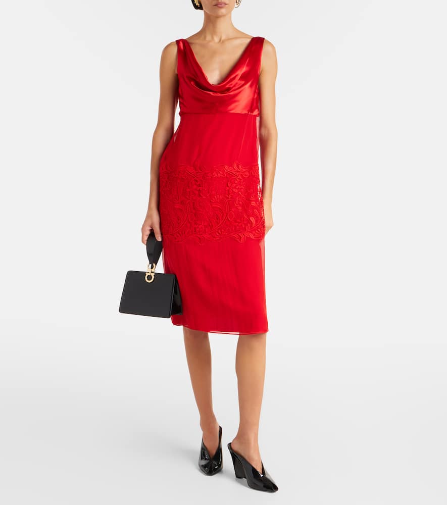 Draped silk midi dress