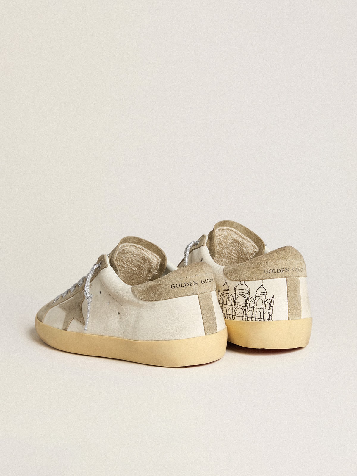 Golden Goose - Men’s Super-star In Nappa With Ice-gray Suede Star And Black Embroidery, Man
