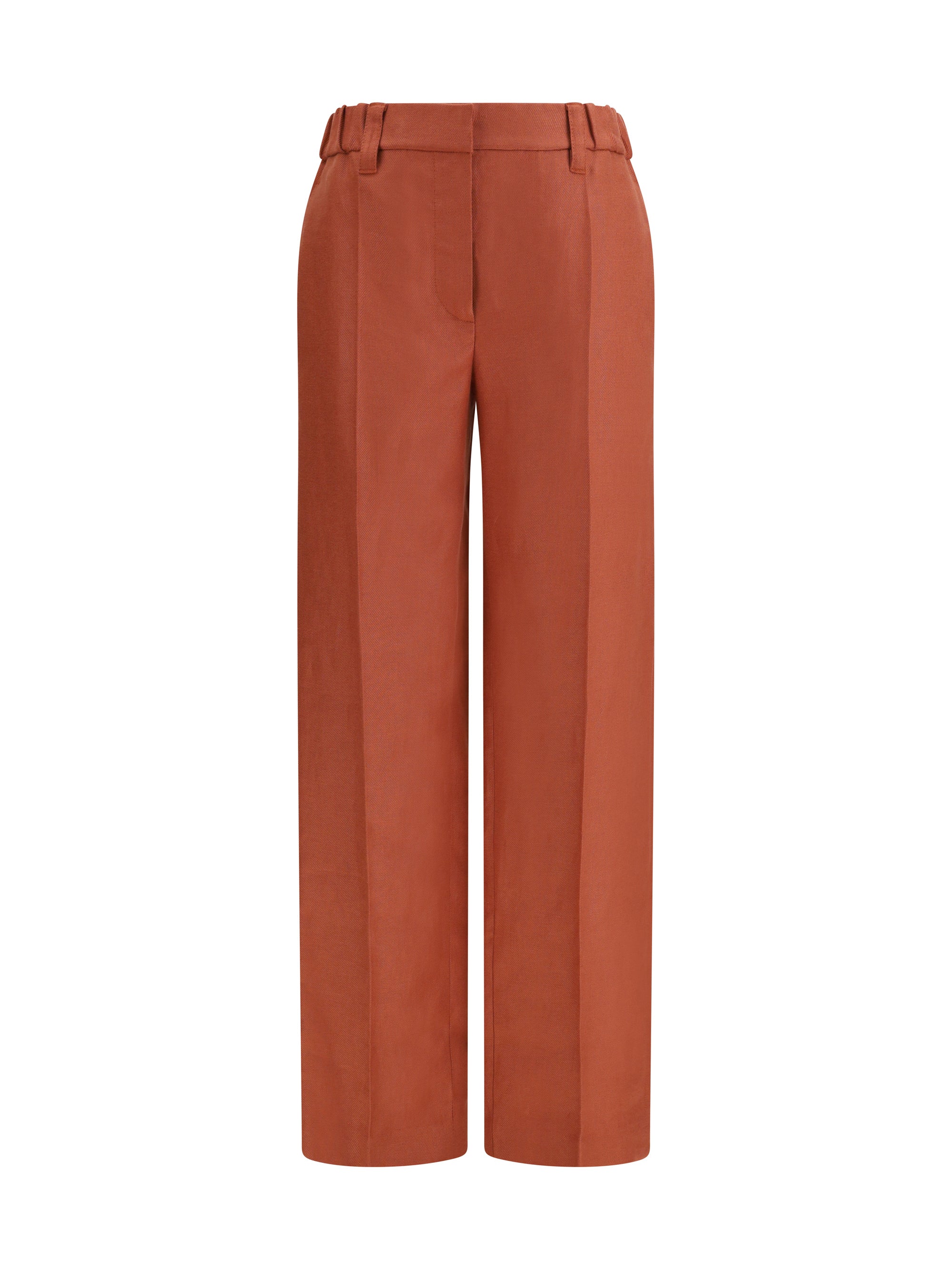 Linen Wide-Leg Trousers — Orange