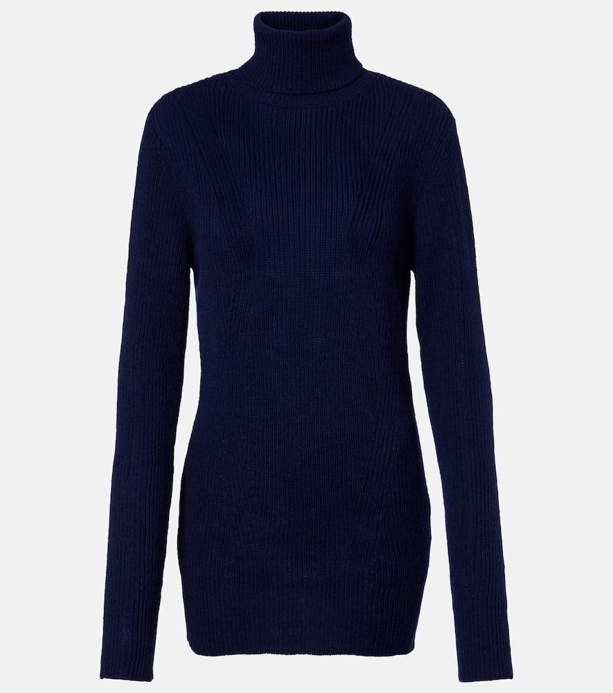 Ribbed-knit wool turtleneck sweater