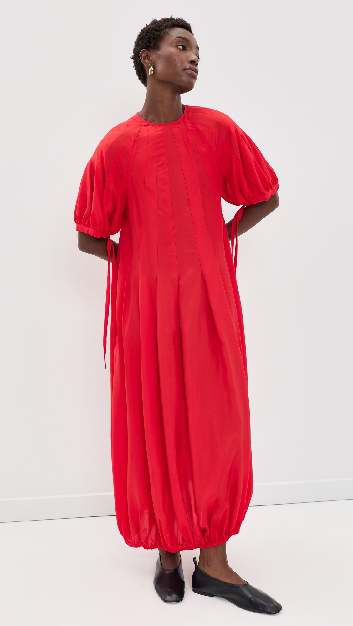 Lily Silk Midi Dress Red